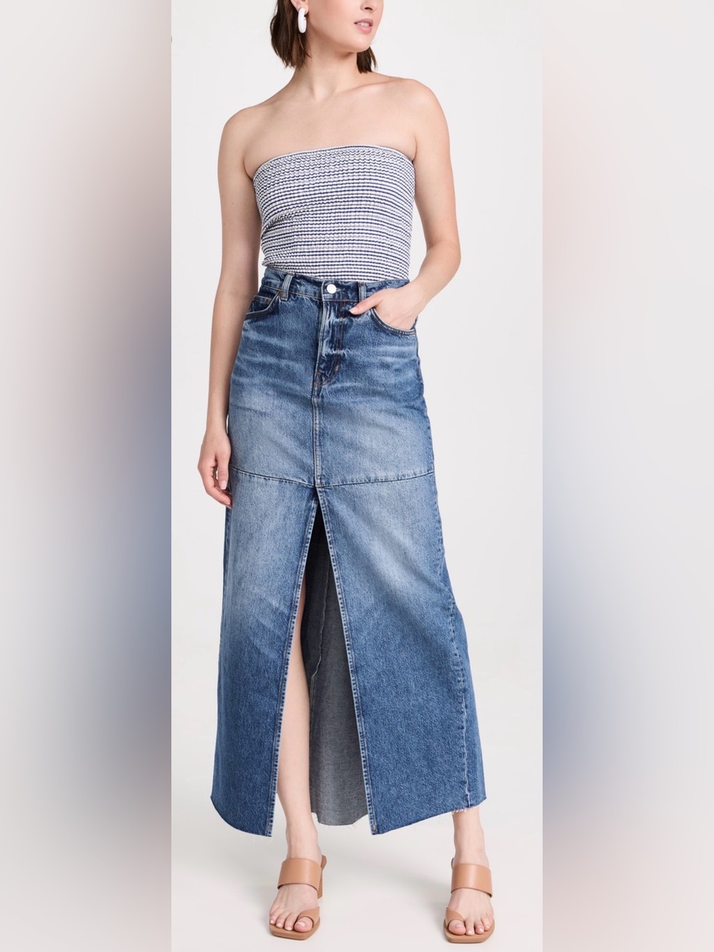 Reformation Tazz Maxi Denim Skirt - Blue Wash